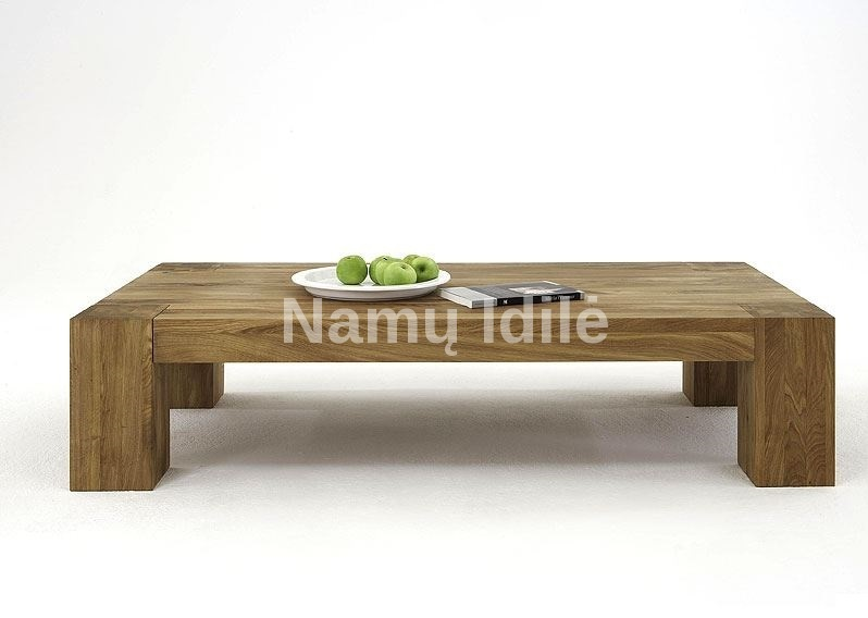 Ąžuolinis kavos staliukas BONA. Masyvo mediniai baldai iš ąžuolo. Mediniai stalai